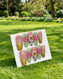 Handmade Press On Nails Tiger Lily Flower Design 24pcs Glossy False Nails Reusable Nail Art Tips with Glue Stickers for Women Girls Gift Party Daily Wear Medium Long Coffin Shape Acrylic Fake Nails Custom Nail Decorations Spring Summer Style Animal Print