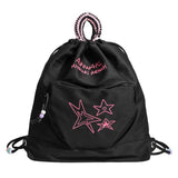 Retro denim travel backpack, drawstring women's backpack purse, casual small backpack women