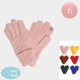 6Pairs - Solid Cable Knit Touch Smart Gloves