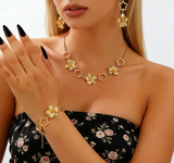 Elegant Hollow Flower Bracelet & Earrings Set