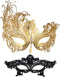 Masquerade Mask for Women Shiny Rhinestone Venetian Party Prom Ball Metal Mask