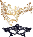 Masquerade Mask for Women Shiny Rhinestone Venetian Party Prom Ball Metal Mask