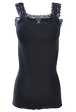 BASIC COTTON Free Spirit Premium Quality 100% Cotton Women's Lace Trim Tank Top Made in Italy (602)