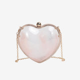 Transparent small bag heart shaped, women's summer acrylic chain shoulder bag, mini transparent crossbody bag
