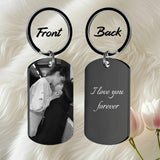 Stainless Steel Necklace Men and Women Personalized Custom Keychain with Pictures - Double Sided Engraving Photo Text Customized Key Chains for Men Boyfriend