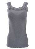 BASIC COTTON Free Spirit Premium Quality 100% Cotton Women's Lace Trim Tank Top Made in Italy (602)