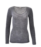 EGi Luxury Wool Silk Long Sleeve Top with Satin Trim. Proudly Made in Italy (1437)
