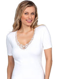 MaRe Premium Quality 100% Brushed Cotton Women's T-Shirt with Macramé Lace. Proudly Made in Italy.