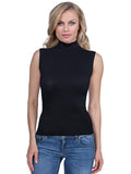 BASIC COTTON Free Spirit Premium Quality Cotton Women's Mock-Neck Sleeveless Top Made in Italy (672)