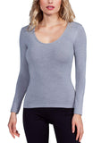 EGI Luxury Modal Women's Long Sleeved T-Shirt. Proudly Made in Italy (Deep Crew Neck 1145)