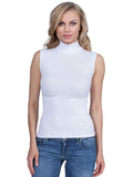 BASIC COTTON Free Spirit Premium Quality Cotton Women's Mock-Neck Sleeveless Top Made in Italy (672)