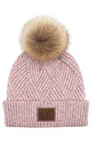 C.C Women's Heather Beanie Hat With Pom And Suede Patch