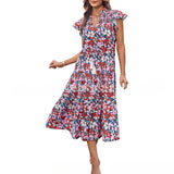 Women's Short Sleeve Fringe Bohemian Vacation Beach Dress