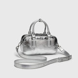 Retro crossbody bag, small square bag, small top handle purse metallic