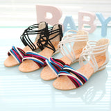 Bohemian Wedge Sandals - Women's Low-heel Open Toe with Back Zipper