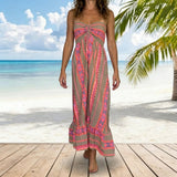 Summer Trendy Sexy Smocked Strapless Maxi Dress