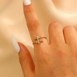 Stainless Steel Zircon Line Ring