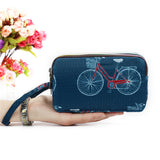 Floral Printed Fabric Wristlet Wallet for Women - Double Zipper Clutch with Wrist Strap