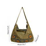Large capacity hobo shoulder tote bag, retro denim bag, stylish crossbody bag, rivet design shoulder bag