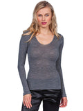 EGi Luxury Wool Silk Long Sleeve Top with Satin Trim. Proudly Made in Italy (1437)