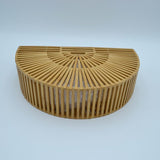 Slatted Ark Clutch with Built In Top Handle