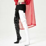 Two-Tone Thigh-High Stiletto Boots