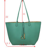Women's Pebbled Faux Leather Reversible 2 in 1 Tote Shoulder Handbag Crossbody Bag