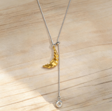 Silver Minimalist Croissant Donut Long Necklace