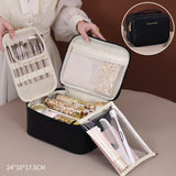 Makeup bag with compartments, makeup bag organizer, 6 large divisions portable large capacity high-end makeup bag, travel makeup brush cosmetic storage bag