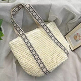 Handwoven Straw Tote – Elegant Women’s Casual Woven Bag, Commuter Travel Shoulder Purse