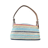 Summer Rainbow Straw Bag for Women – Casual Large Capacity Beach Vacation Shoulder Fashion Bag Hobo