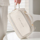 Double layer double zipper makeup bag for women,Large capacity women's cosmetic bag, PU leather toilet bag, cosmetic storage bag, makeup bag organizer,