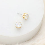 9mm Round Crystal Cubic Zirconia Stud Earrings in Clear Gift Box - Ready to Gift