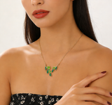 Alloy Enamel Heart, Flower & Leaf Pendant Necklace