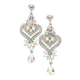 Glass Crystal Heart Teardrop Evening Earrings