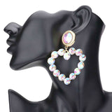 Bubble Stone Cluster Open Heart Dangle Earrings