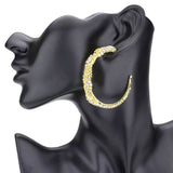 Crystal Rhinestone Chain Swirl Hoop Earrings