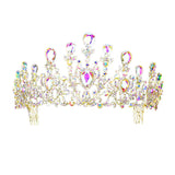 Crystal Teardrop Detail Bubble Stone Pave Marquise Tiara