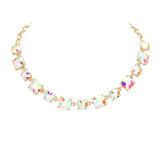 Women's Cushion Square Stone Link Evening Necklace