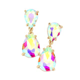 Women's Double Teardrop Link Dangle Evening Earrings