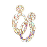 Marquise Round Rectangular Stone Cluster Evening Earrings