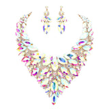 Marquise Stone Cluster Statement Evening Necklace