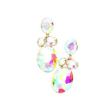 Oval Stone Link Dangle Evening Earrings