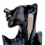 Rhinestone Fringe Drop Evening Earrings