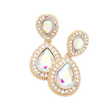 Women's Rhinestone Trim Teardrop Evening Dangle Earrings