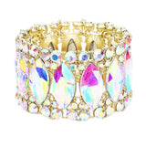 Round Marquise Stone Cluster Stretch Evening Bracelet