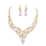 Round Teardrop Stone Accented Evening Necklace