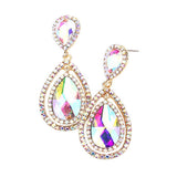 Teardrop Crystal Rhinestone Dangle Evening Earrings