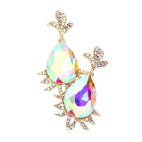 Teardrop Stone Accented Dangle Evening Earrings