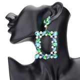Marquise Stone Cluster Open Rectangle Evening Earrings